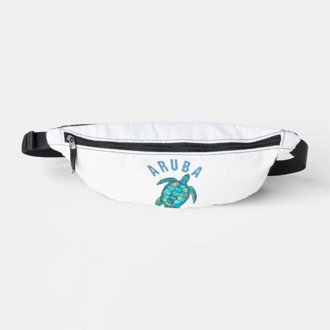 Aruba Beach Sea Turtle Illustration Bum Bags (Front)