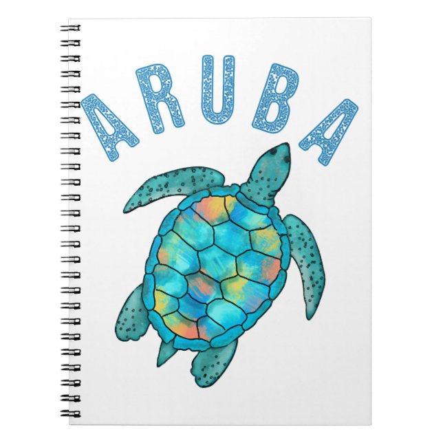Aruba Beach Sea Turtle Illustration Notebook (Front)