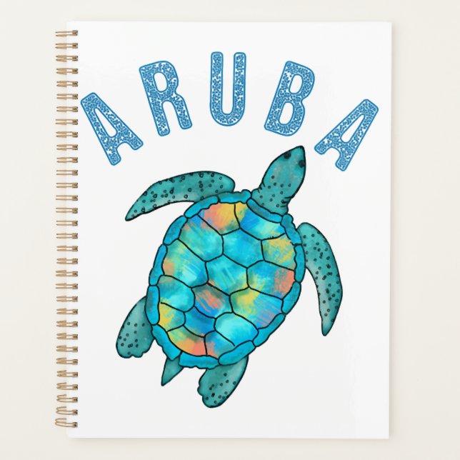 Aruba Beach Sea Turtle Illustration Planner (Front)