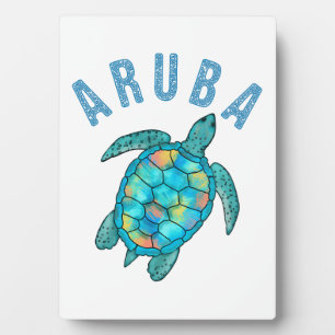 Aruba Beach Sea Turtle Illustration Plaque