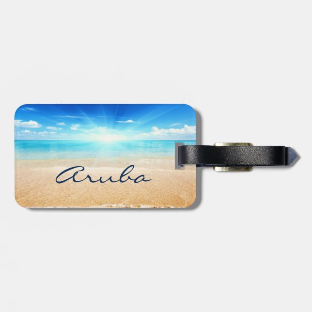 Aruba beach sunrise luggage tag (Back Horizontal)