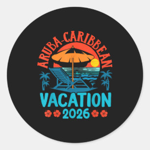 Aruba Caribbean 2026 Family Vacation Beach Summer  Classic Round Sticker