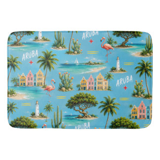 Aruba Caribbean Island lighthouse travel souvenir Bath Mat