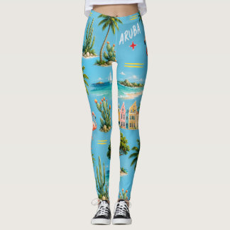 Aruba Caribbean Island lighthouse travel souvenir Leggings