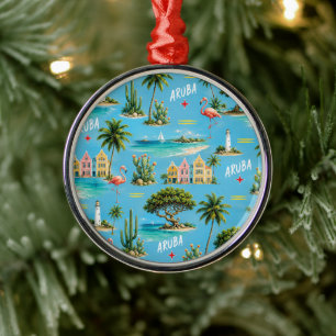 Aruba Caribbean Island lighthouse travel souvenir Metal Ornament