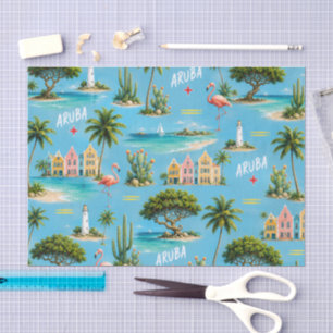 Aruba Caribbean Island lighthouse travel souvenir Tissue Paper