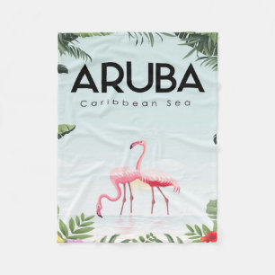 Aruba Caribbean Sea Flamingo Funny Flamingo Fleece Blanket
