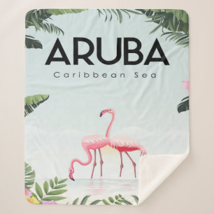 Aruba Caribbean Sea Flamingo Funny Flamingo Sherpa Blanket