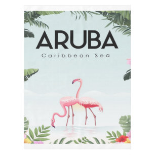 Aruba Caribbean Sea Flamingo Funny Flamingo Tablecloth