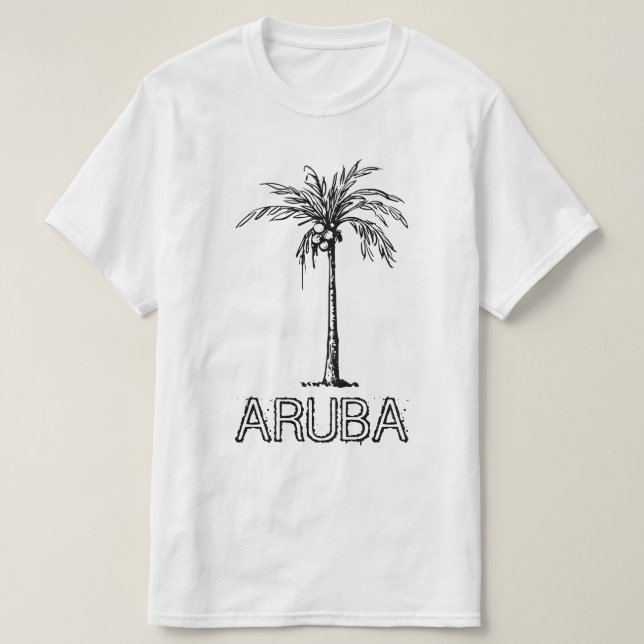 Aruba coconut tree black & white design T-Shirt (Design Front)