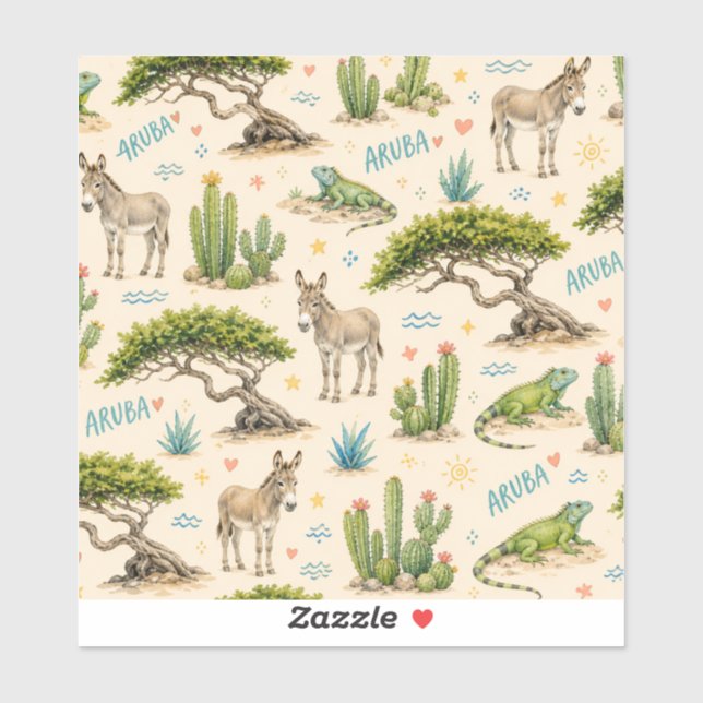 Aruba divi tree, donkey, iguana, cactus (Sheet)