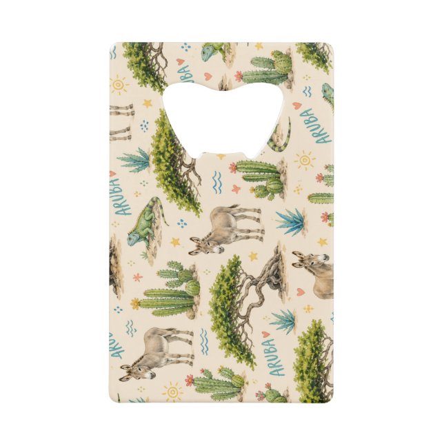 Aruba divi tree, donkey, iguana, cactus (Front)