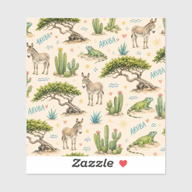 Aruba divi tree, donkey, iguana, cactus (Sheet)