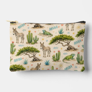 Aruba divi tree, donkey, iguana, cactus accessory pouch