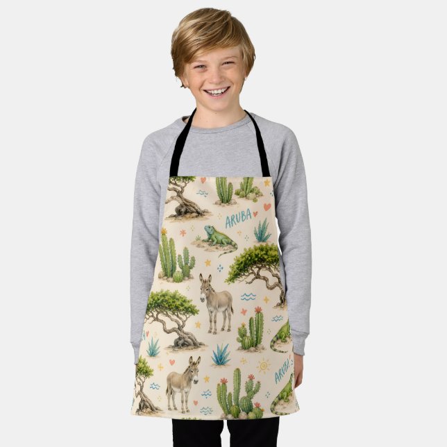 Aruba divi tree, donkey, iguana, cactus apron (Worn)