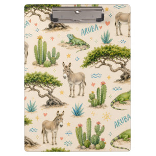 Aruba divi tree, donkey, iguana, cactus clipboard