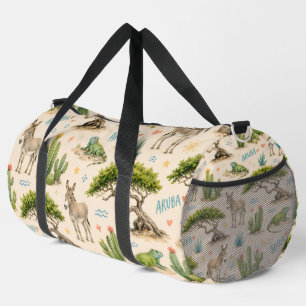 Aruba divi tree, donkey, iguana, cactus duffle bag