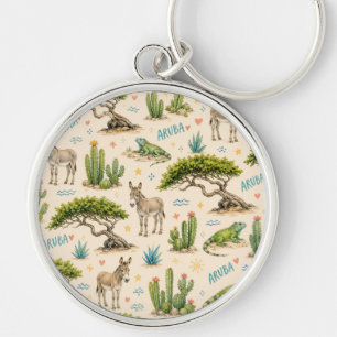 Aruba divi tree, donkey, iguana, cactus key ring