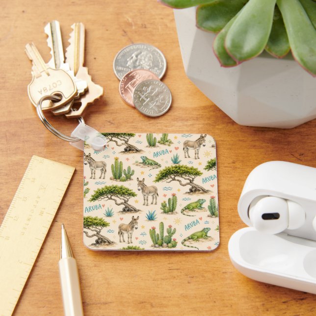 Aruba divi tree, donkey, iguana, cactus key ring (Desk)