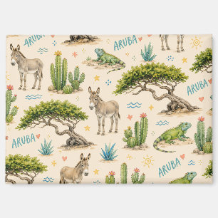 Aruba divi tree, donkey, iguana, cactus magnet