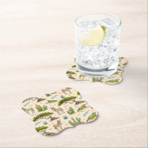 Aruba divi tree, donkey, iguana, cactus paper coaster