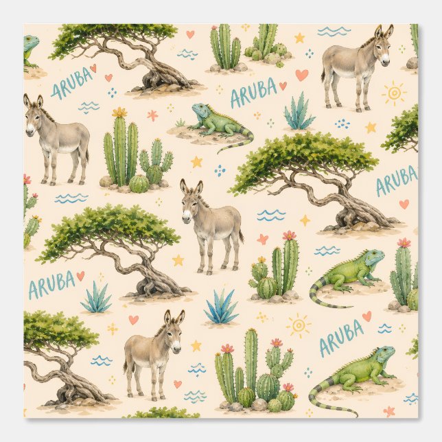 Aruba divi tree, donkey, iguana, cactus wallpaper (Front)