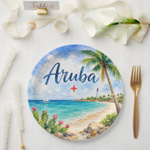 Aruba Dutch Caribbean Island travel souvenir Paper Plate