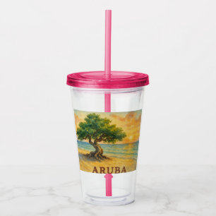 Aruba Eagle Beach Divi Tree Golden Hour Acrylic Tumbler