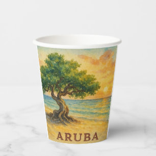 Aruba Eagle Beach Divi Tree Golden Hour Paper Cups