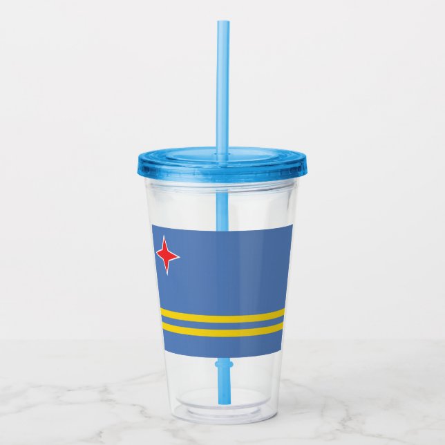 Aruba flag acrylic tumbler (Front)