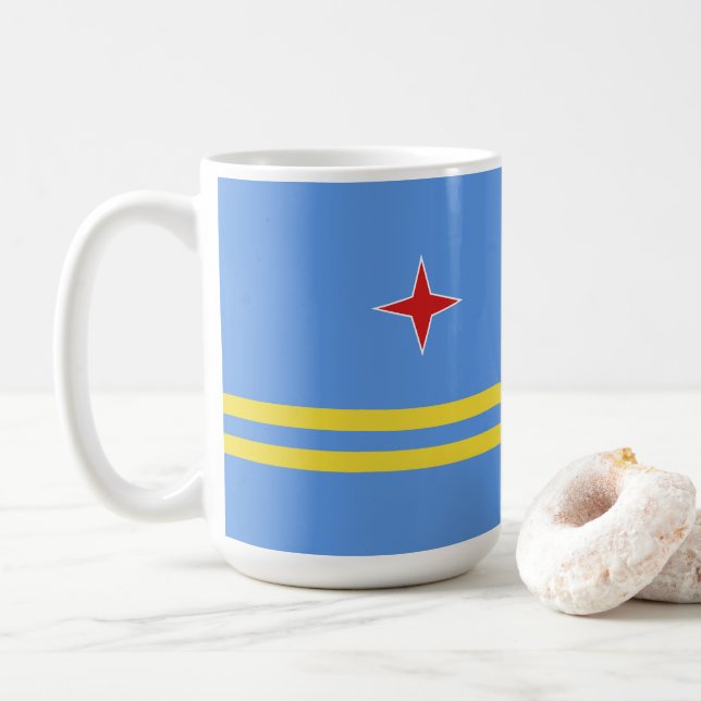 Aruba flag coffee mug (With Donut)