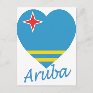 Aruba Flag Heart Postcard