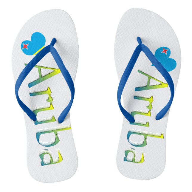 Aruba flag in heart shape with Aruba text Thongs (Footbed)