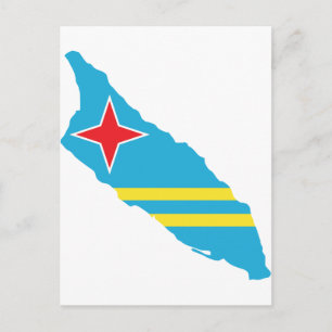 Aruba flag map postcard