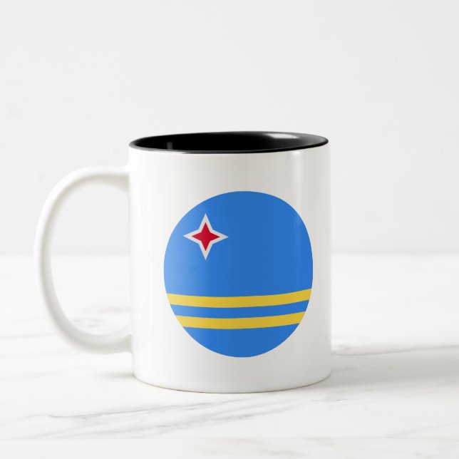 Aruba Flag Two-Tone Coffee Mug (Left)