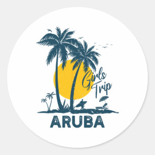 Aruba Girls Trip 2025 Family Vacation Classic Round Sticker