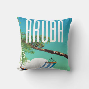 Aruba Hammock beach travel poster Cushion