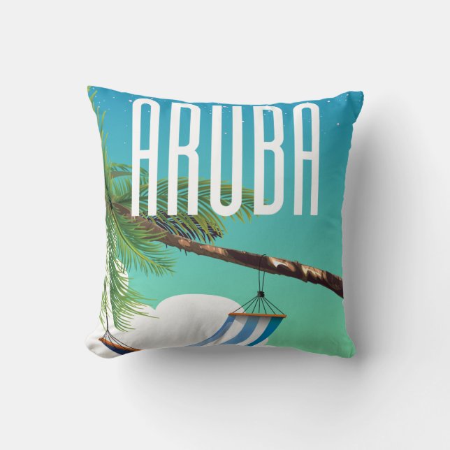 Aruba Hammock beach travel poster Cushion (Front)
