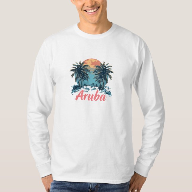 Aruba Island Design (Version 2) - Basic Long Sleev T-Shirt (Front)