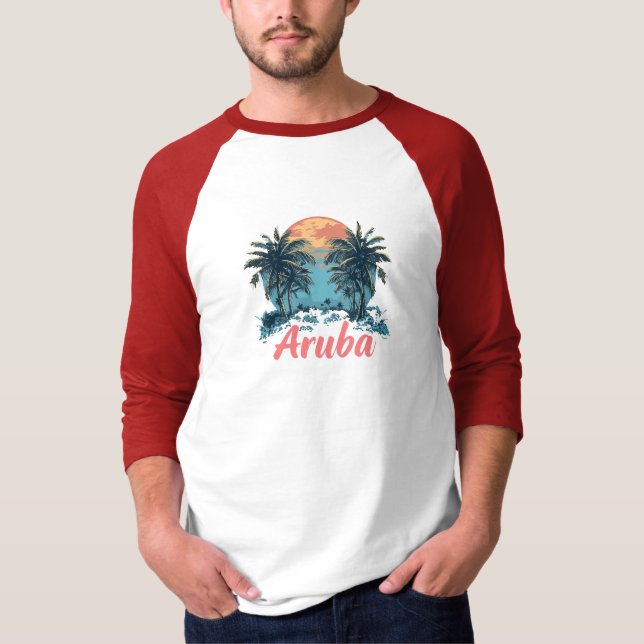 Aruba Island Design (Version 2) - Men's Basic 3/4  T-Shirt (Front)