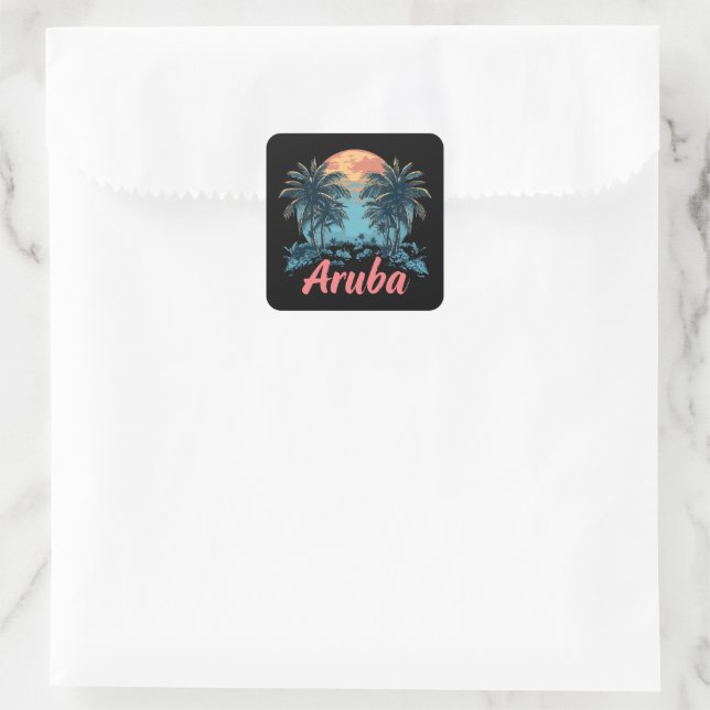 Aruba Island Design (Version 2) - Square Stickers (Bag)