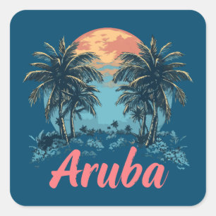 Aruba Island Design (Version 2) - Square Stickers