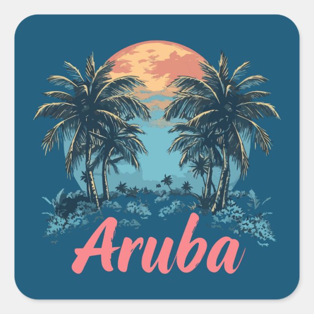 Aruba Island Design (Version 2) - Square Stickers (Front)