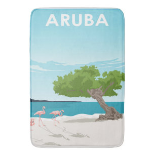 Aruba Island Travel Flamingo Family Flamingo Bath Mat