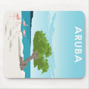 Aruba Island Travel Flamingo   Family Flamingo Mouse Pad