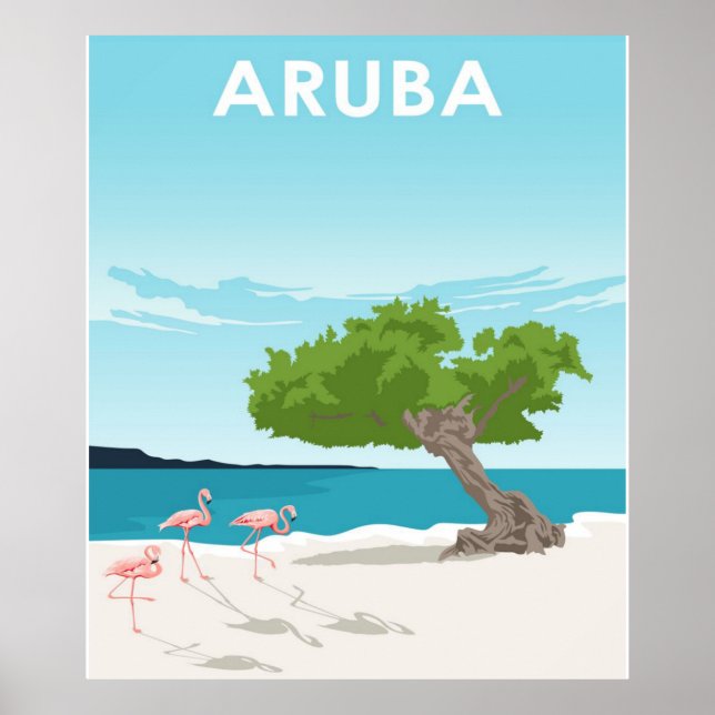 Aruba Island Travel Flamingo | Family Flamingo Poster (Front)