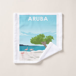 Aruba Island Travel Flamingo   Family Flamingo Wash Cloth