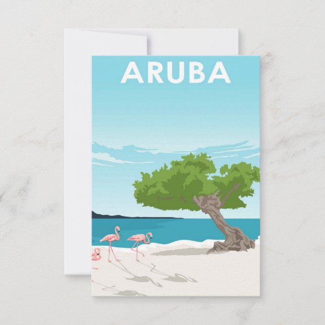 Aruba Island Travel Poster RSVP Card (Front)