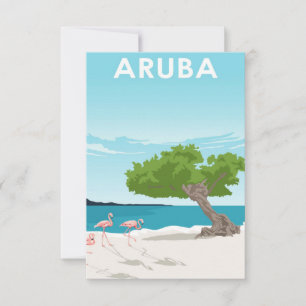 Aruba Island Travel Poster RSVP Card