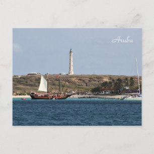 Aruba, Lighthouse, Sailboat, Photography Postcard